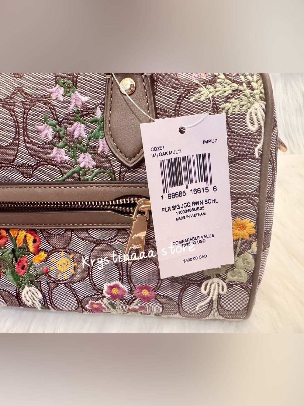 NWT Coach CDZ01 Rowan Satchel Bag In Signature Jacquard With Floral Embroidery - Picture 13 of 13